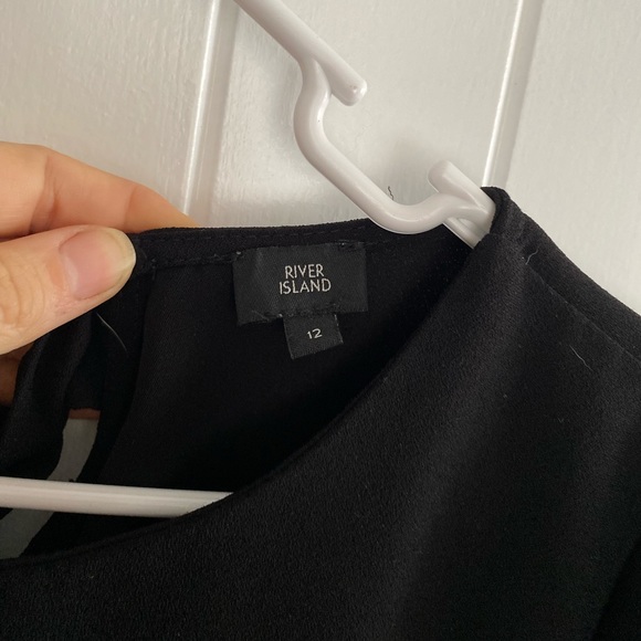 River Island River 3/4 Sleeve Hanky Hem Swing Dress, black, size US 8/ UK 12 - Picture 4 of 11